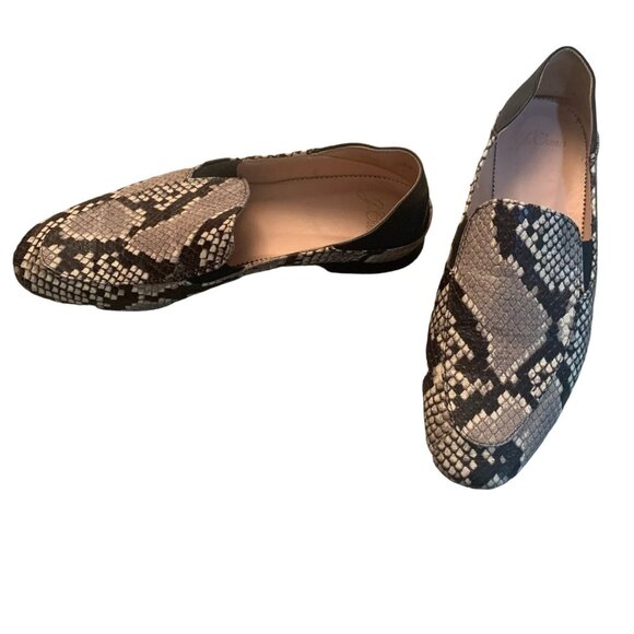 J. CREW CECILE CONVERTIBLE SNAKE EMBOSSED LEATHER SMOKING LOAFERS 6.5-NICE! - Picture 8 of 11